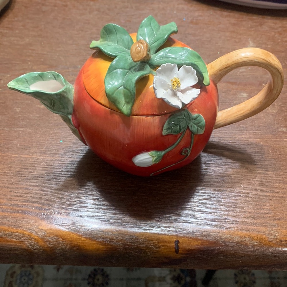 Apple Ceramic Glass Tea Pot